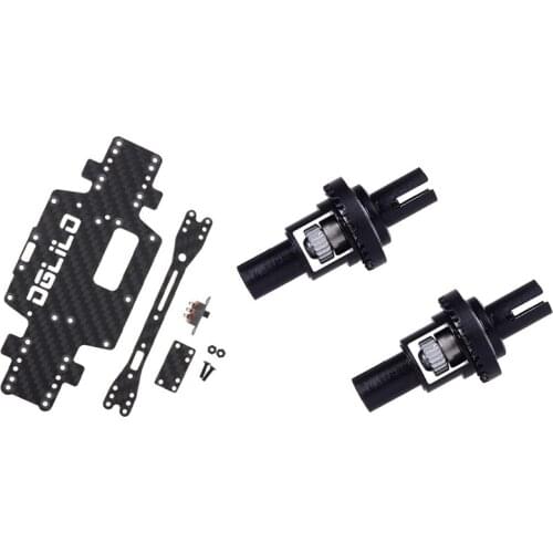 2 Pcs Differential Box K989-26 Adjustable Ball Differential with Carbon Fiber Chassis Car Bottom Low Body Shell