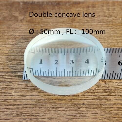 2 pcs double concave biconcave glass lens 50mm diameter -100mm focal length for physical optical Experiment