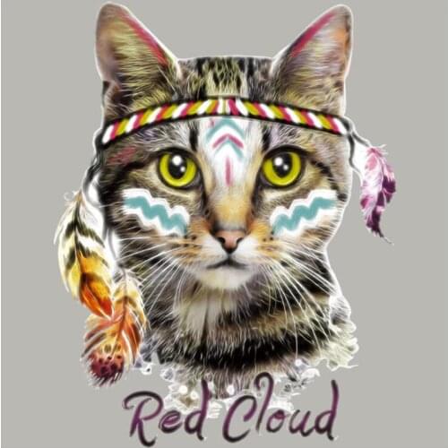 20pcs Tribe Cat Biker Badge Washable Heat Transfer Stickers Vinyl Patches Iron On Patch For Clothing Appliques Jacket Patchwork