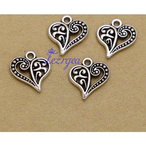 40pcs/lot--15x14mm, heart cham,Antique silver plated Tiny heart charms,DIY supplies, Jewelry accessories