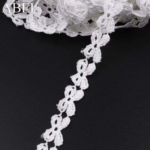 5yards/lot soluble white bow lace ribbon for Wedding Sewing Clothing Trims garments accessories DIY appliques