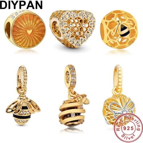 925 Sterling Silver Bee Dangle Charm Pendant Fit Original Pandora Bracelet Charm 925 Silver Charm Bead Jewelry Berloque Bangle