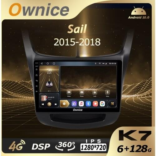 Ownice Android 10.0 K7 Car Auto Radio for Chevrolet Sail 2015-2018 6G+128G 8 Core 360 5G Wifi 4G LTE Interior Atmosphere Lamp