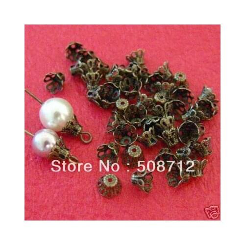 Free shipping!!2000pcs/lot 7mm antique filigree bronze bead caps Lead and nickel free fit 8mm beads