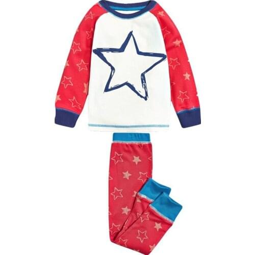 BINIDUCKLING Autumn Girls Boys Sleepwear 100% Cotton Pajama Sets Star Printed Kids Pyjamas Set Spring Childrens Nightwear PJs