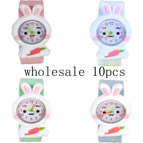 Wholesale 10pcs High Quality Cartoon Cat Rabbit Children Watch for Girls Boys Sports Quartz Kids Watch Birthday Party Gift Clock