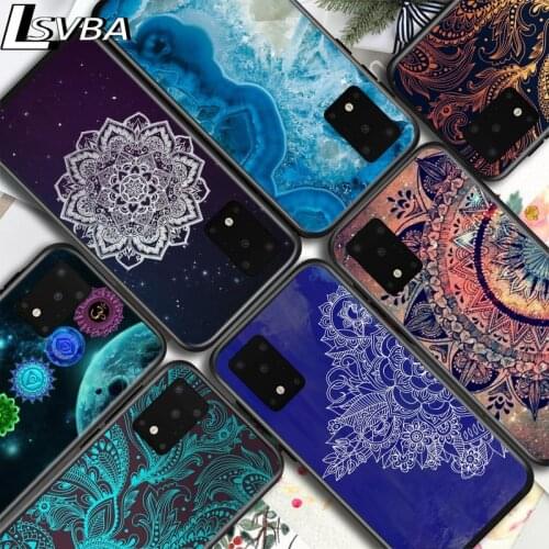 Mandala Chakra Yoga for Samsung S20 Ultra Plus A91 A81 A71 A51 UW A41 A42 A31 A21 A21S A11 5G Bright Black Phone Case