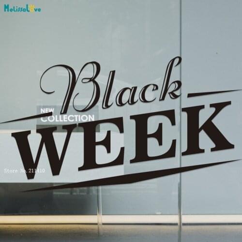 Black Week Sale Window Sticker Shopping Spree Word Decor Removable Decals Discount Logo Attract Customers YT3572