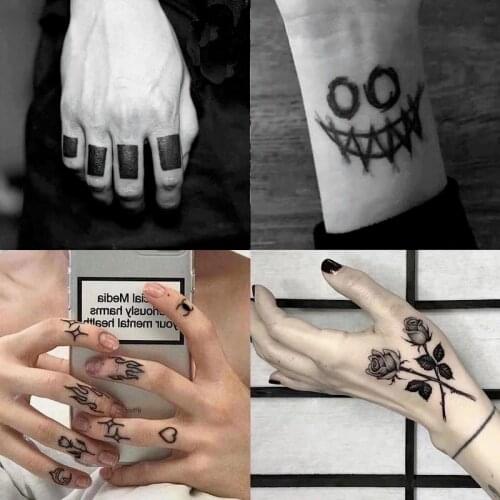 Black Block Clown Temporary Tattoo Sticker Men Women Body Art Arm Waist Fake tattoos Waterproof Finger Tatoo