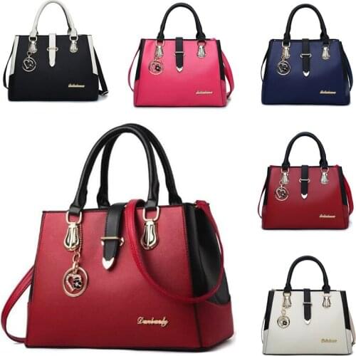 Ladies Hand Bags Fashion Patchwork Shoulder Office Work PU Leather Bag Female Casual Solid Color Bags Lady Simple Messenger Bag