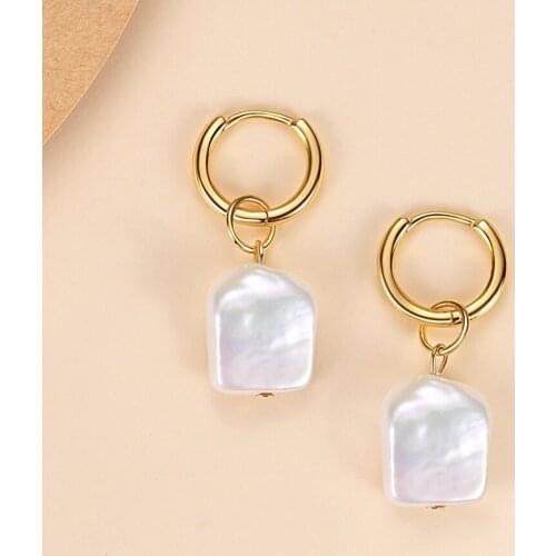 ELESHE Wholesale Elegant Pearl Drop Earrings with 925 Sterling Silver Hoop Earrings Fine Jewelry (Gold/Silver/Rose Gold)