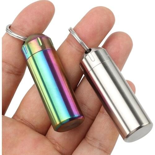 Stainless Steel Waterproof Canister Medicine Seal Capsule Bottle Mini Box Outdoor Camping Tool