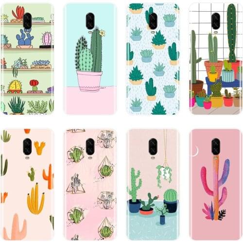 Cactus Green Plants Pink Kawaii Back Cover For One Plus 6 6T 5 5T 3 3T Soft Silicone Phone Case For OnePlus 3 3T 5 5T 6 6T Case