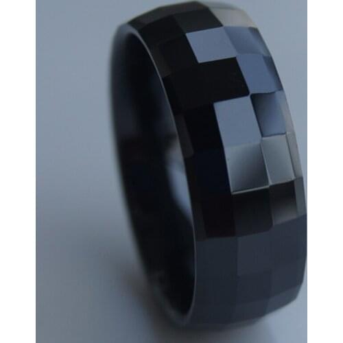 Cool facet black 8mm hi-tech scratch proof ceramic ring