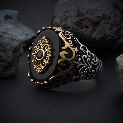 Guaranteed High-quality 925 Sterling Silver ONYX STONE ring Jewelry Made in Turkey in a luxurious way for men with gift