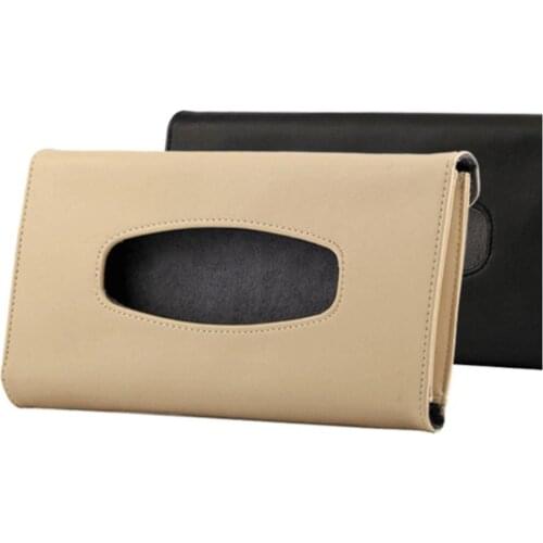 Tissue Box Car Sun Visor PU Leather Tissue Box Auto Clip Holder Paper Napkin Accessories #BO