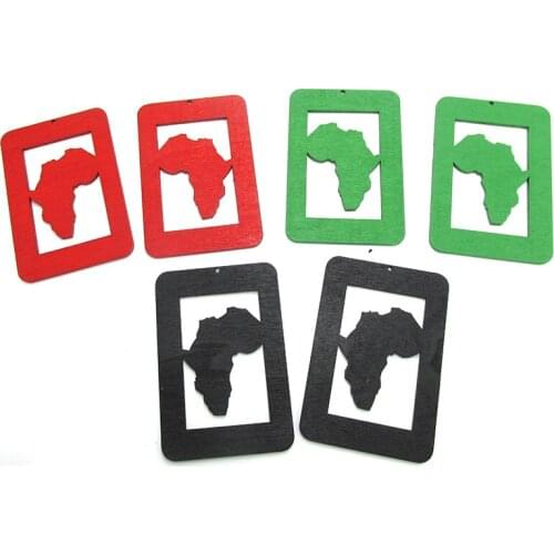 Colorful Rectangle Africa Shape Earrings