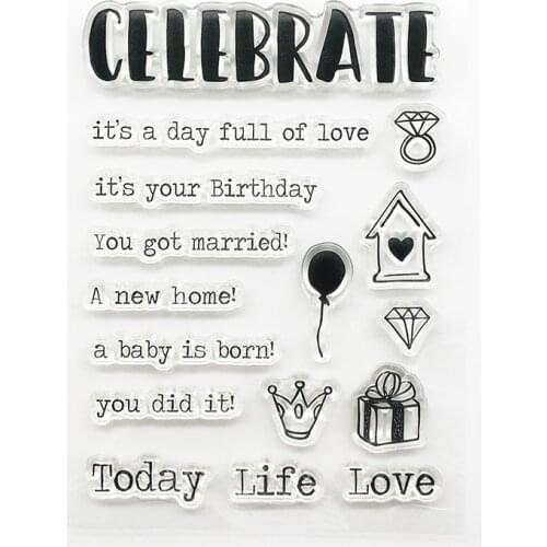 SS Creativity Transparent Scrapbook Clear Stamp Celebrate Word Crafting Suppliers New Arrival Cardmaking Silicon Sentiment Stamp