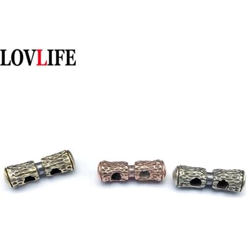 Brass 4mm Double Hole Paracord Bead DIY Bracelet Keychain Lanyard Accessories Metal Spacer Bead EDC Outdoor Tool Pendant Jewelry