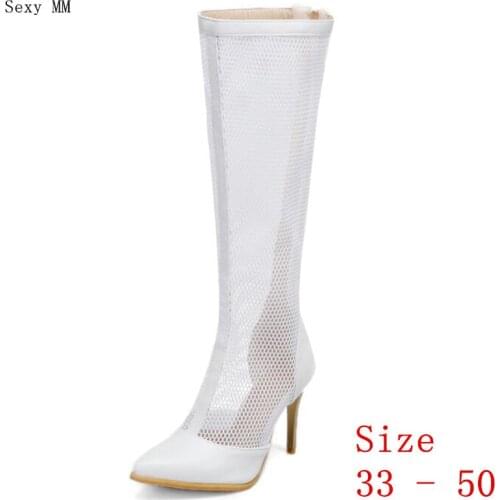 Summer Boots Women Knee High Boots Woman High Heel Long Thigh High Boots Botas Small Plus Size 33 - 50