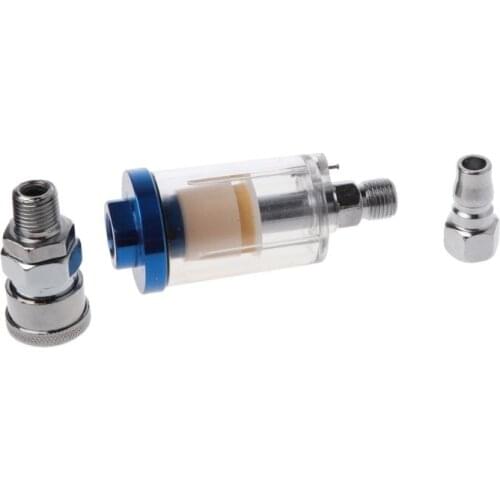 1/4" Mini Oil Water Separator With Integrated Air Filter For Pneumatic Compressor Spray Paint Gun Tool Pressure Quick Connector