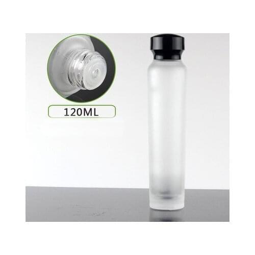 120ml frosted glass bottle black lid plastic stopper serum/lotion/emulsion/foundation recovery skin care cosmetic packing