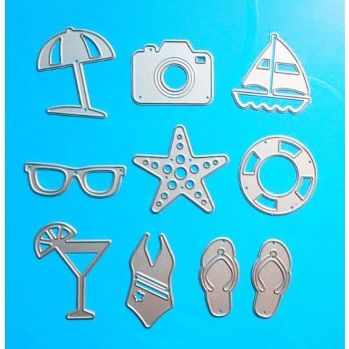 YINISE Metal Cutting Dies For Scrapbooking Stencils Summer Series DIY Cards Decoration Embossing Folder Craft Die Cuts Template