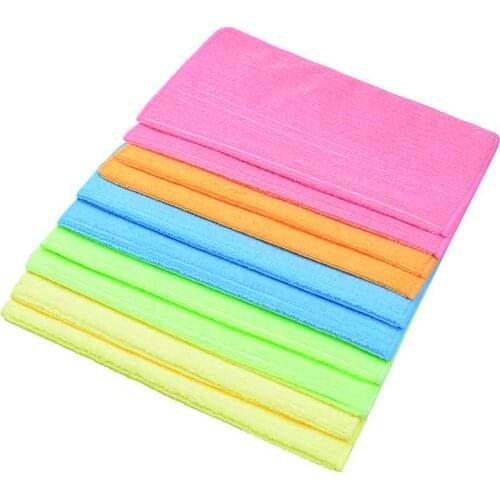Multi-purpose Microfiber Strips Dishcloths Kitchen Cleaning Cloths Duster Wipe Dish Cloth Assorted Color 30cmx30cm 10 Pack