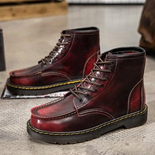 Winter Red Men Platform Boots Warm Lace Up Plus Ankle Boots Casual Fashion Comfortable Mens Work Boots Botas De Trabajo Hombre