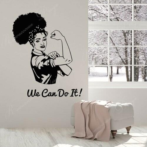 We Can Do It Quotes Inscription Wall Sticker Woman Strength Power Decals Vinyl Home Decor Room Removable Mural Wallpaper 4214