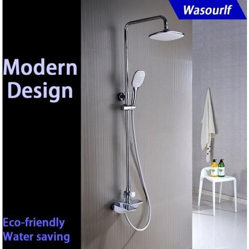 WASOURLF bathrrom shower set bath shower mixer faucet tap rain shower head solid brass white modern design