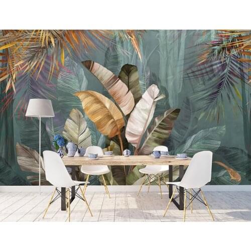 Bacal Custom Retro Tropical Rain Forest Plant Banana Leaf Photo 3d Wallpaper for living room 3D Mural Background Bedroom huda