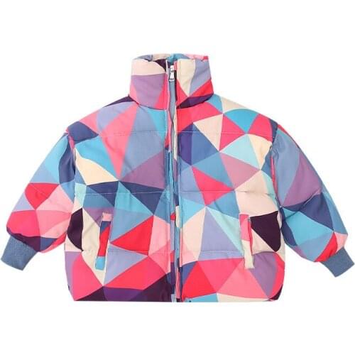 New Winter Jacket Baby Geometric triangle Standing collar Coat For Kids Enfant Boys girls Winter warm Jacket