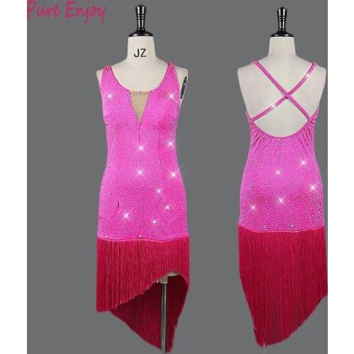 Latin dance clothes custom practice clothes dress costumes backless standing tassel diamond show competition dance dress