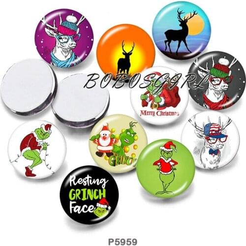 DEER Christmas 12mm/18mm/20mm/25mm/30mm Round Glass Cabochon Flat Back Making Findings P6040