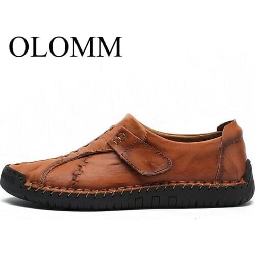 OLOMM 2019 large size mens British casual shoes leather handmade shoes driving mens shoes peas autumn and winter shoes DD-71