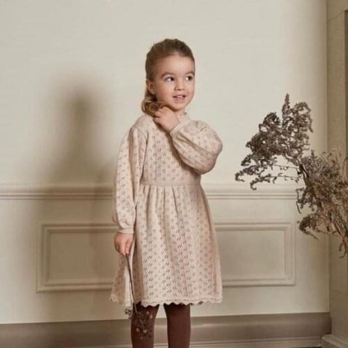 Autumn Winter Knit Sweater Dress For 2 To 10 Years Girls Long Sleeve Print Mid Length Gowns Kids Children Casual Dresses Clothes
