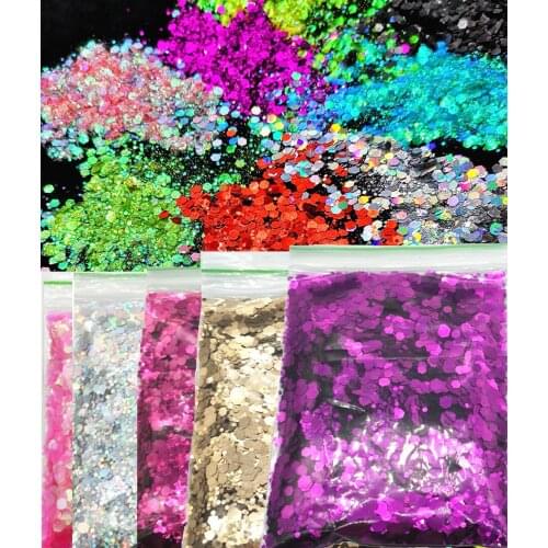 Iridescent Cosmetic Glitter Mix For Festival & Nail Art Mixed Glitter 25 Colors 50g Kit - Chunky Sequins Iridescent Flakes