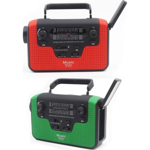 Portable Hand Crank Radio Card Bluetooth Speaker Emergency Phone Charger Solar NEW