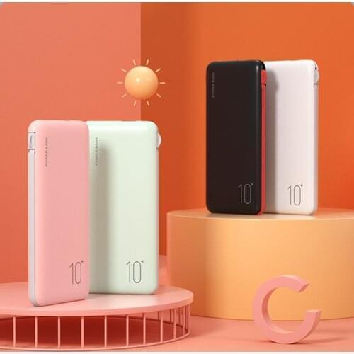 For Xiaomi Power Bank 10000mAh Portable Phone Powerbank With USB TYPE C Cable For iPhone Samsung Xiaomi Huawei Smart Phone