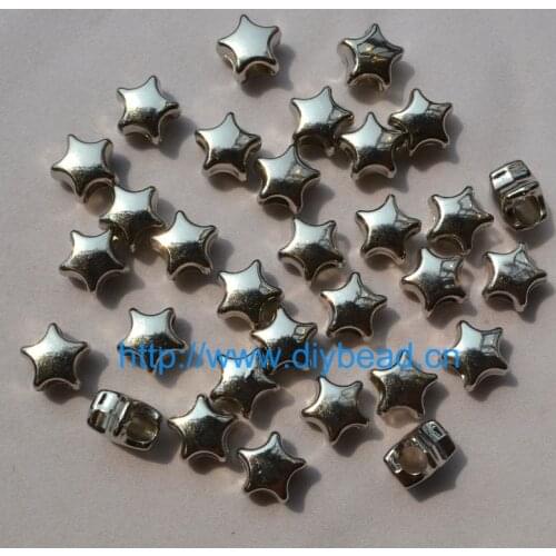 Supply DIY fashion jewelry Accessory,10*7MM CCB Beads,Big Hole Acrylic Beads,Silver Plated Pentagram