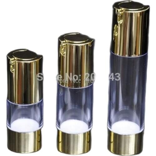 50ml transparent airless bottle with UV gold vacuum pump or lotion bottle used for Cosmetic Container