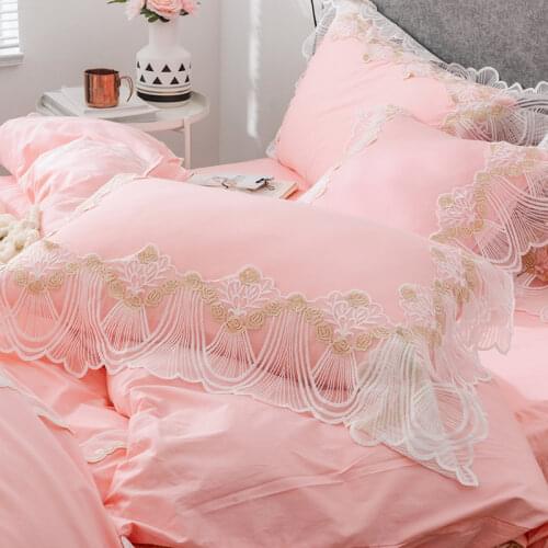 Luxury Lace Pillowcases Queen King Size Pillow Case Home Decor Cotton Solid Pillow Cover White Pink Blue Pillow Covers 2PCS