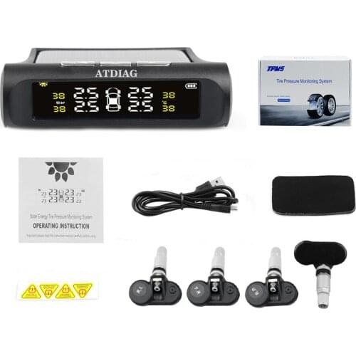 Solar Energy + USB Charging TPMS Tire Pressure Monitoring System with High Brightness Colorful Display Internal/External