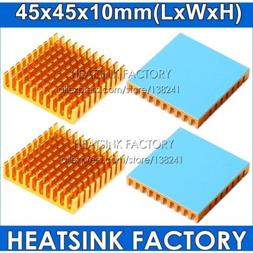 High quality heat sink 2pcs 45x45x10mm Aluminum Heatsink with Thermal Self-Adhesive Tape