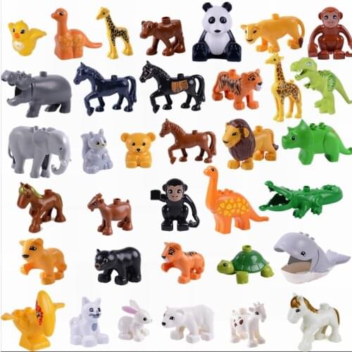 Locking Big Size Animali Set Dog Plastic Blocks Forest Lion Tiger Farm Animals Toys Set Big Size Compatible Figure Toy Gift