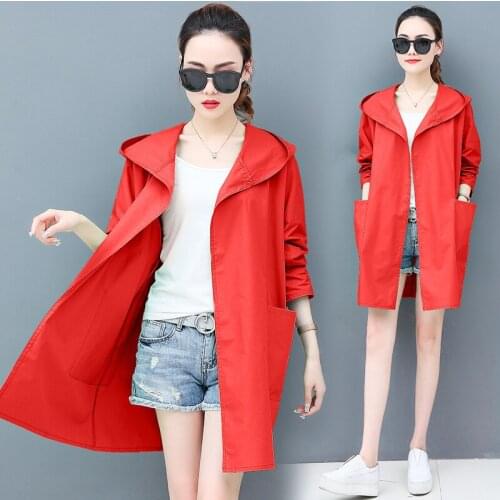 Outside the womens 2020 summer new Korean version simple slimming wild loose long section sunscreen windbreaker coat female z22