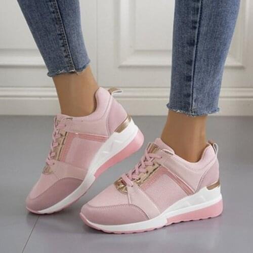 2021 New Sneakers Lace-Up Wedge platform Shoes Womens Vulcanized Shoes Casual Platform Ladies Sneakers Comfy Sapato Feminino 43