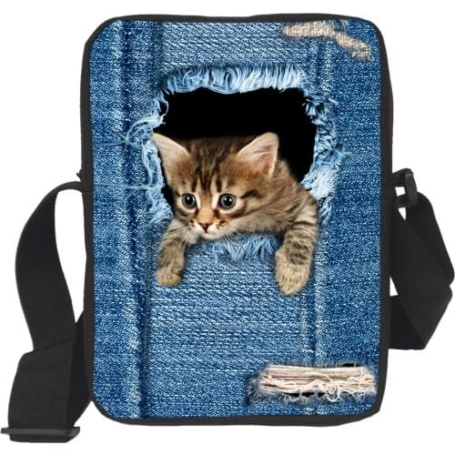 Women Mini Messenger Bags 3D Kawaii Cat Print Ladies Shopping Shoulder Bag Girls Travel Casual Crossbody handbag Free Shipping