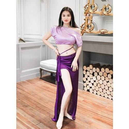 Women Belly dance wear 2021 summer sexy silk long skirt cool beginner practice clothes dance wear Bellydance set